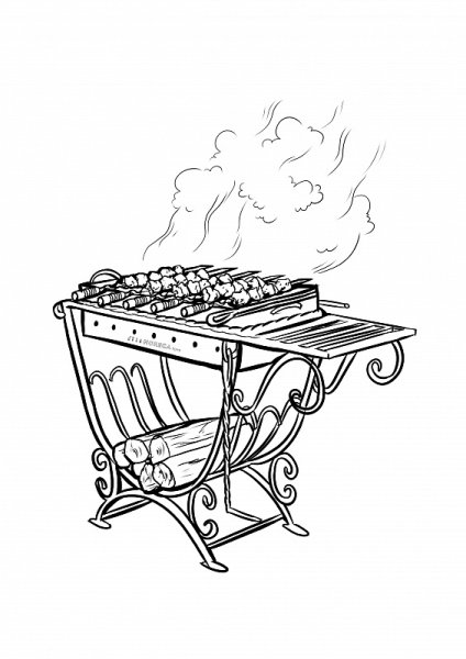 Нарисовать мангал для шашлыка поэтапно