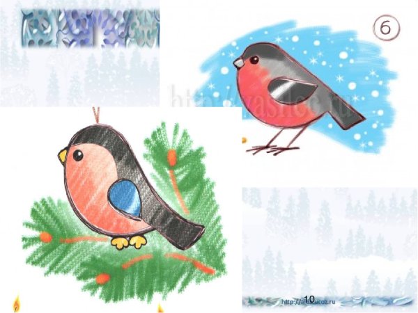 Снегирь поэтапное рисование для детей