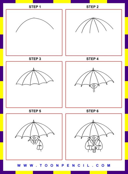 Поэтапное рисование зонта