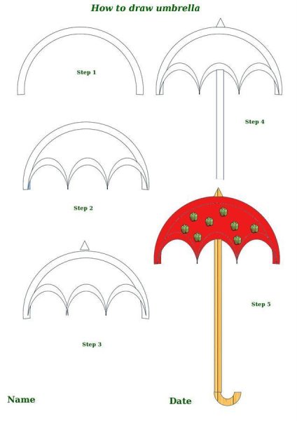 Зонтик рисунок карандашом