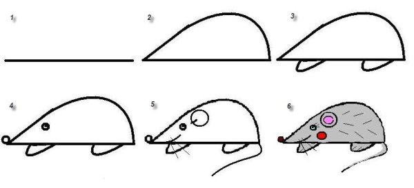 Поэтапное рисование мыши