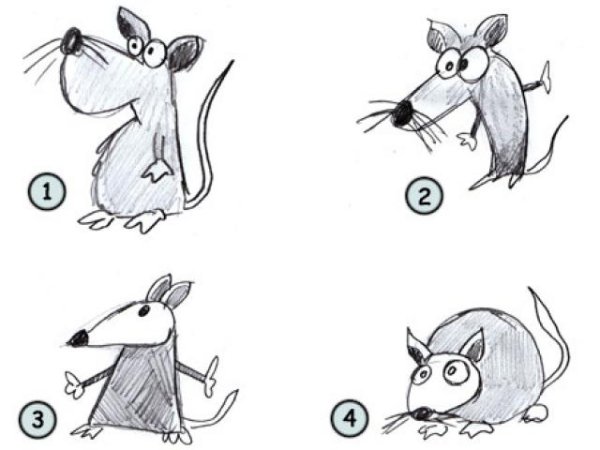 Крыса рисунок на новый год поэтапно
