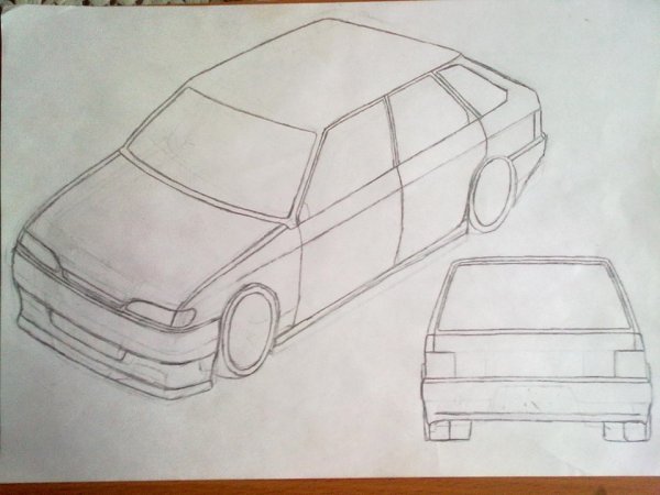 Нарисовать ВАЗ 2109 спереди