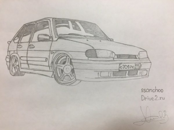 Лада 2114 карандашом сзади