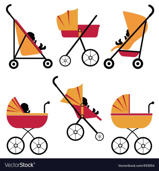 Детская коляска сбоку вектор