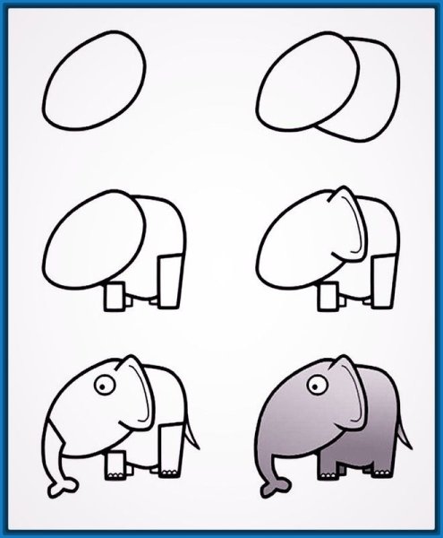 Поэтапное рисование слона