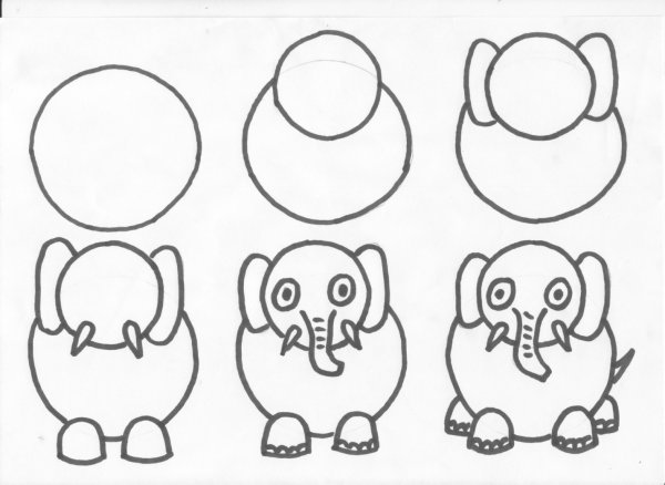 Пошаговое рисование слона 1 класс