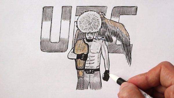 Хабиб Нурмагомедов портрет карандашом