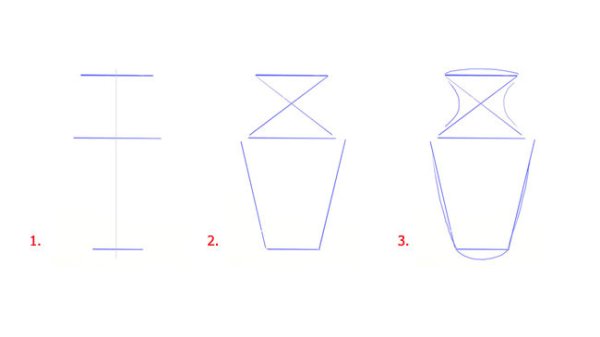 Поэтапное рисование вазы карандашом