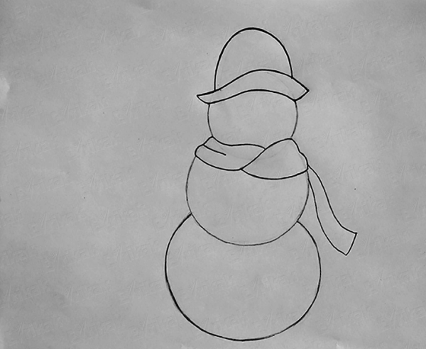 Пошаговое рисование снеговика