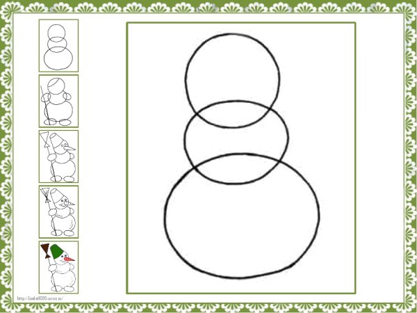 Презентация рисуем снеговика поэтапно