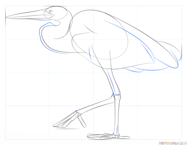 Поэтапное рисование журавля для детей