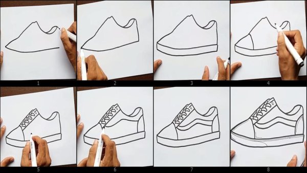 Поэтапное рисование обуви