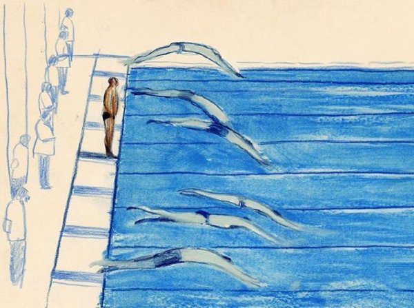 Раскраска плавание в бассейне