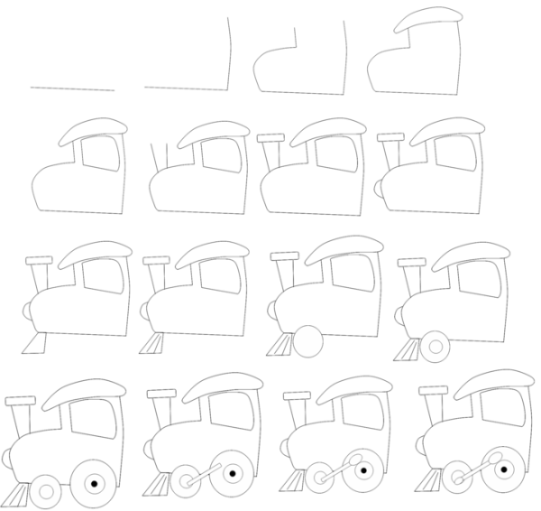 Паровоз карандашом