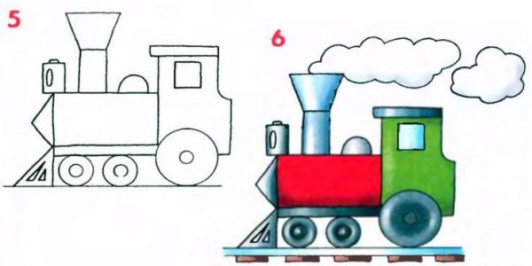 Поэтапное рисование поезда