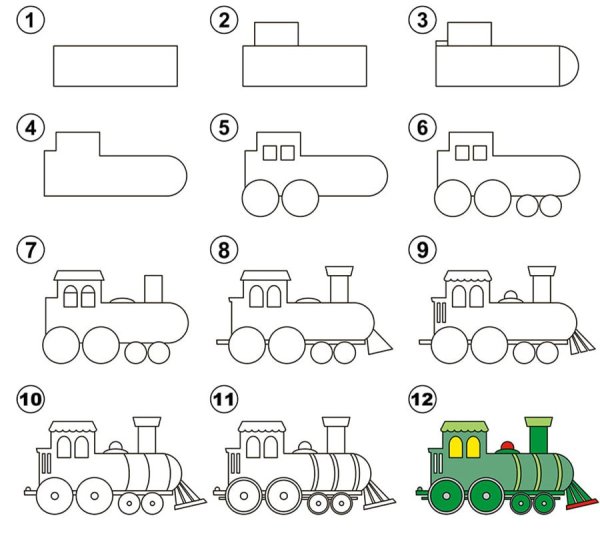 Рисование паровозик с детьми