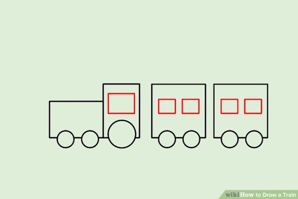 Паровоз поэтапно карандашом