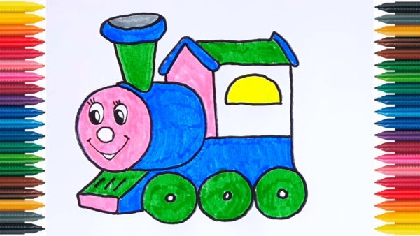 Пошаговый рисунок поезда