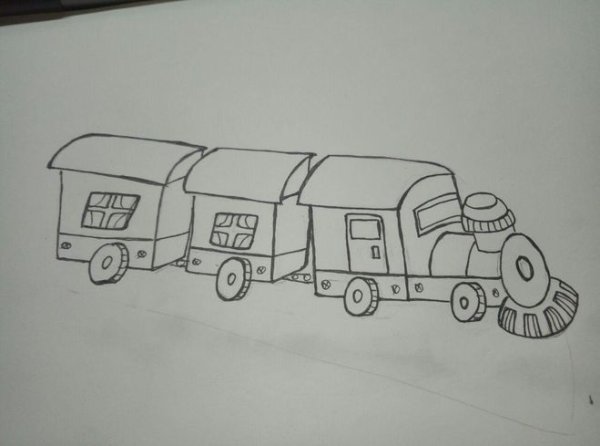 Паровоз с вагонами раскраска для детей