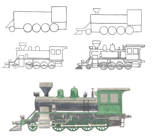 Вагончики для раскрашивания детям