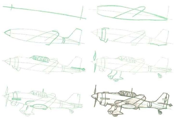 Самолет ил 2 поэтапно нарисовать