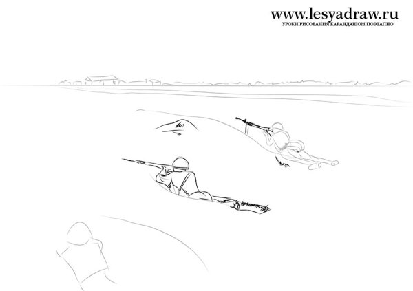 Нарисовать войну карандашом поэтапно