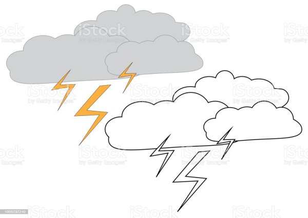 Тучка с молнией раскраска