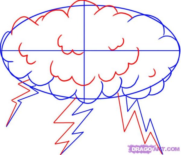 Поэтапное рисование молнии