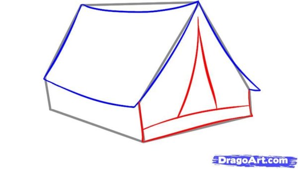 Палатка рисунок поэтапно