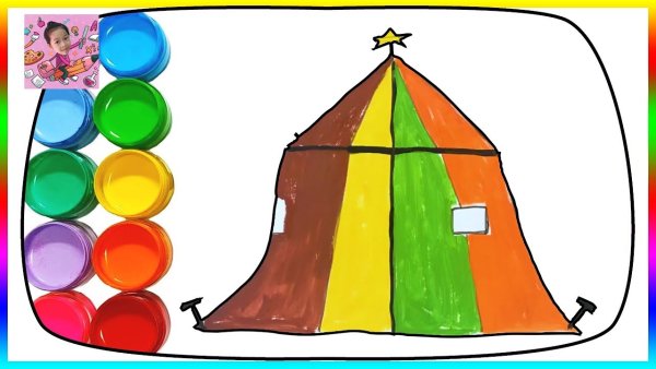 Рисование палатки для дошкольников