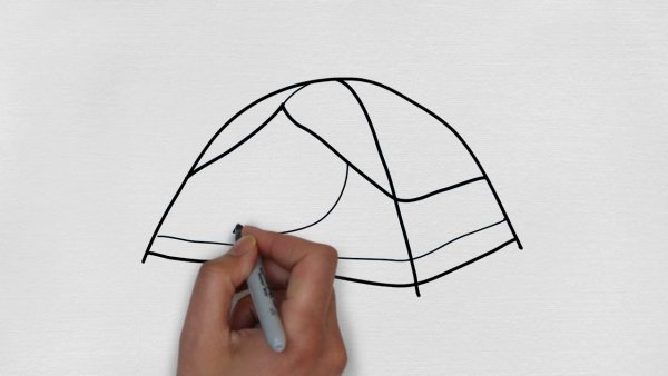 Палатка пошагово нарисовать