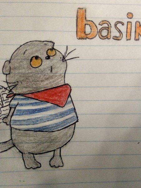 Кот Басик нарисованный