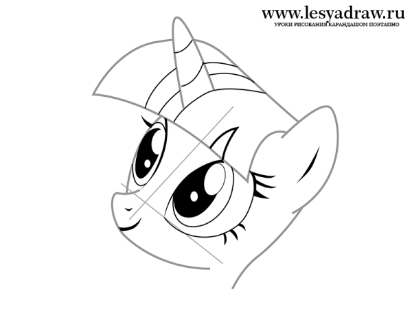 Голова пони карандашом