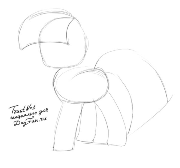 Поэтапное рисование пони карандашом