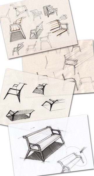 Зарисовка скамейки