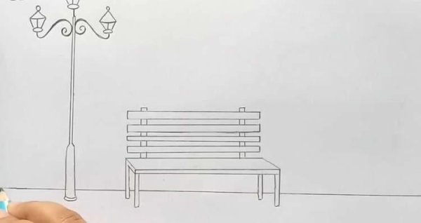Поэтапное рисование скамейки