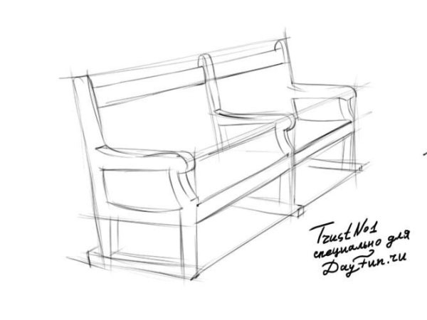 Поэтапное рисование скамейки