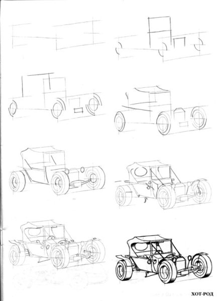 Рисунки Джипы по этапно