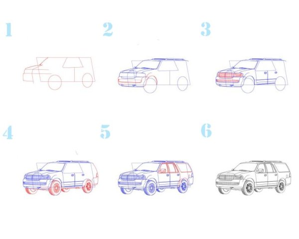 Нарисовать джип пошагово