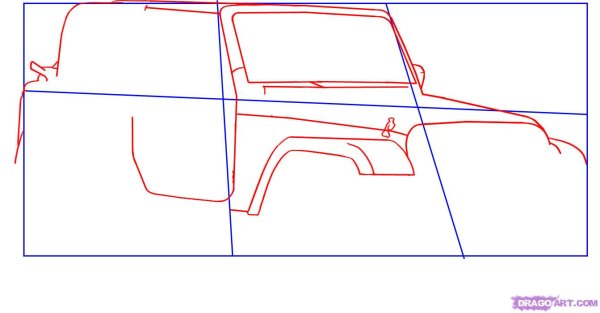 Как нарисовать джип поэтапно