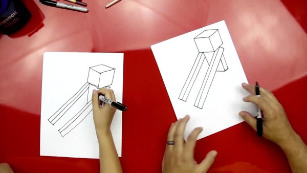 Как нарисовать ЭНДЕРМЕНА из МАЙНКРАФТА