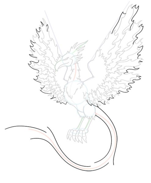 Феникс карандашом для срисовки