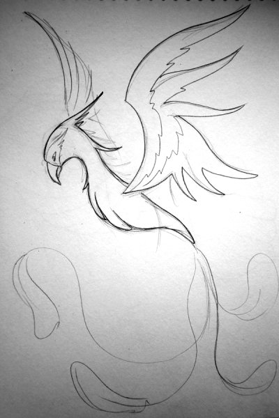 Птица Феникс рисунок по этапно