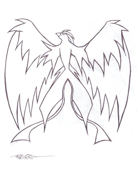 Пошаговый рисунок Феникса