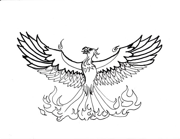 Феникс рисунок карандашом поэтапно