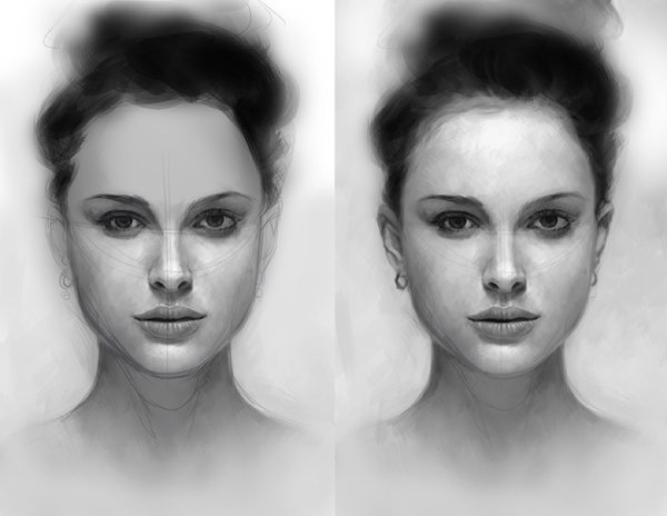 Прорисовка теней на лице