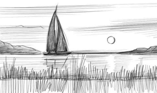 Рисунки карандашом пейзажи легкие