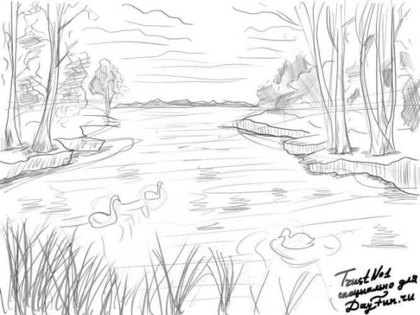 Схемы рисования пейзажа для детей