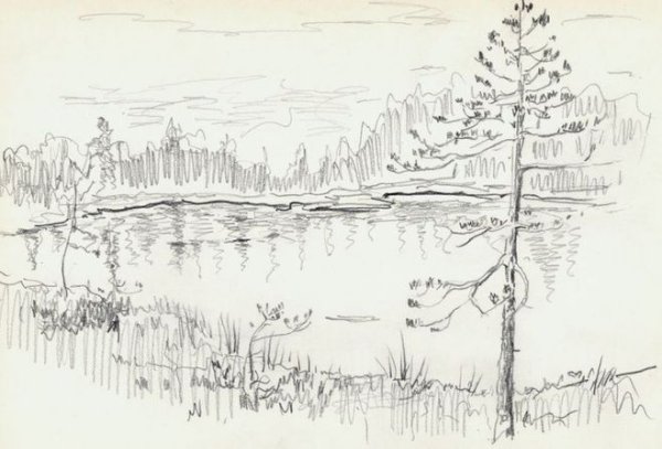 Легкий рисунок озера